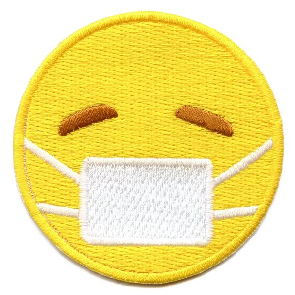 Smile Face Mask Patch Social Distancing Iron On Embroidered