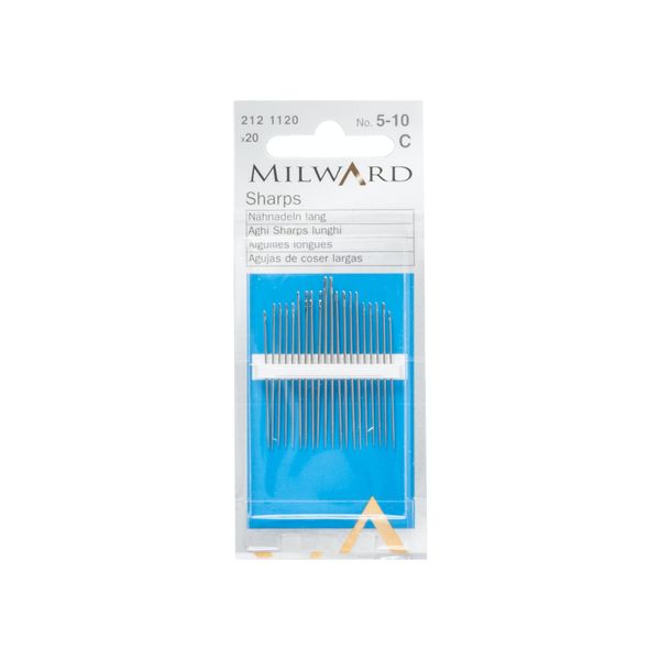 Milward Sharps Hand Sewing Needles, Steel, Silver, Nos.5-10