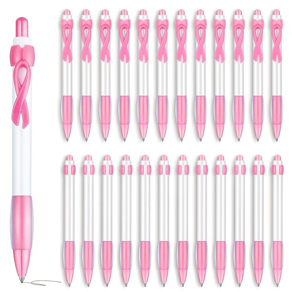 Eowppue Breast Cancer Awareness Ballpoint Pen Pink Cancer Pen Raise Awareness with Stylish Office Accessories Bundle of 24