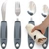 Adaptive Flatware Utensils Set 4 Piece Gray Easy Grip For Seniors With Arthritis