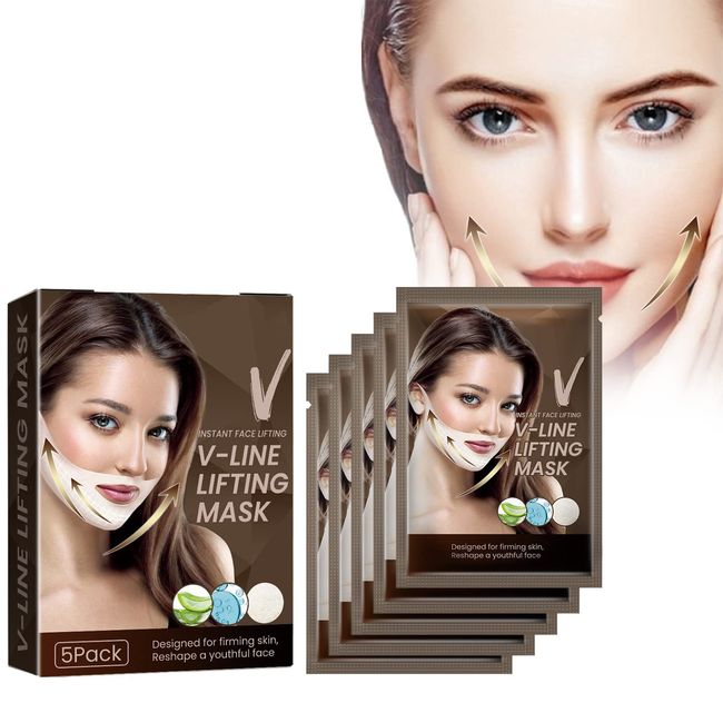 V-förmig Lifting Maske, V Maske Lifting Gesicht, Face Förmige Slimming Maske, Doppelkinn Lifting Gesichtsmasken, Schlankheitsverbände für Anti-Aging Anti-Falten-straffende Haut Face sheets (3)