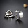 Sterling Silver Brushed Plain Oval Dome Petal Clip Drop Tulip Latchback Earrings