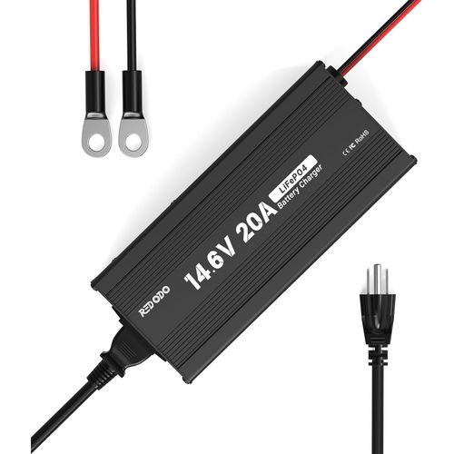 Redodo 14.6V 20A LiFePO4 Battery Charger Fast Charging for Lithium Battery