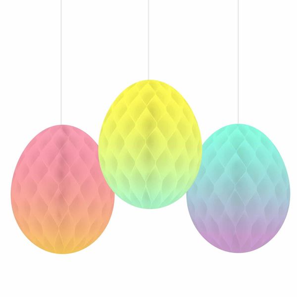 amscan 9913242 Amscan - Easter Egg Ombre Pastel Hanging Party Decorations - 3 Pack