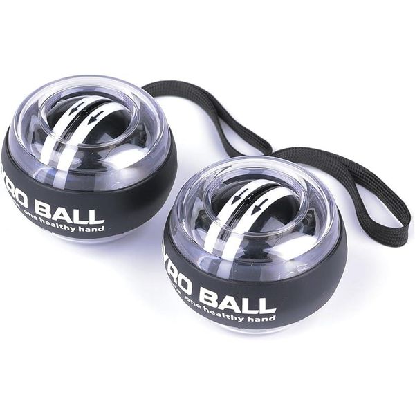 Power Ball, Set of 2, Snap Ball, Auto Start Function, Grip Strength, Wrist, Forearm, Muscle Training, Grip Training, Clear White (Clear White (Set of 2))