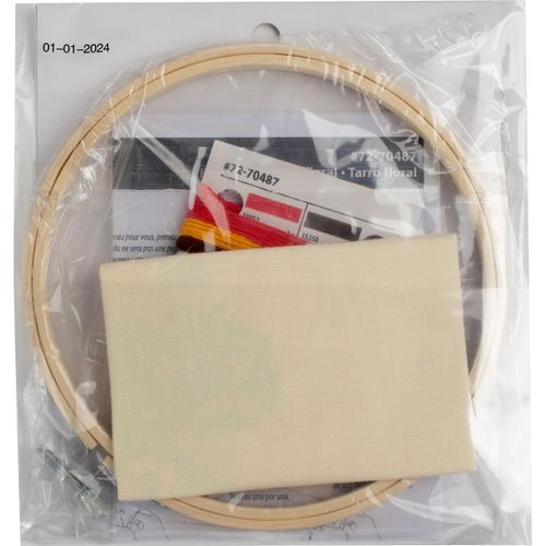 Dimensions 72-70487 Floral Jar Embroidery Needlepoint Kit for Beginners, 6" Diameter Hoop, Multicolor, 5 Pieces