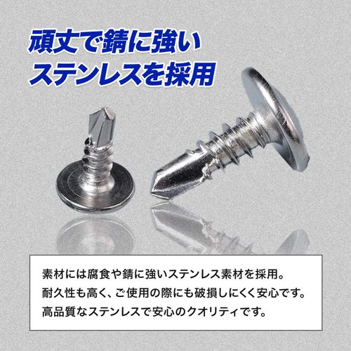 ShopXJ Drill Screws, Drill Biss, Thin Washers, Drill, Screws, Stainless Steel, White, M4.2, Pack of 100 (4.2 x 19)