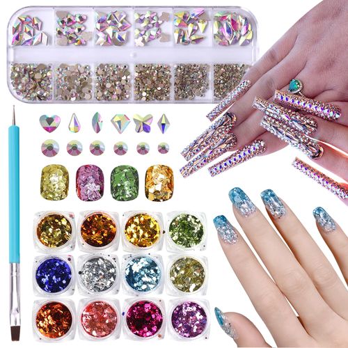DKDDSSS 12 Colori Paillettes Unghie, Glitter Unghie, Nail Art Set di Foil per Unghie Glitter, Brillantini Unghie Olografico Porporina Polver Decorazioni Nail per DIY, Viso, Corpo, Occhi