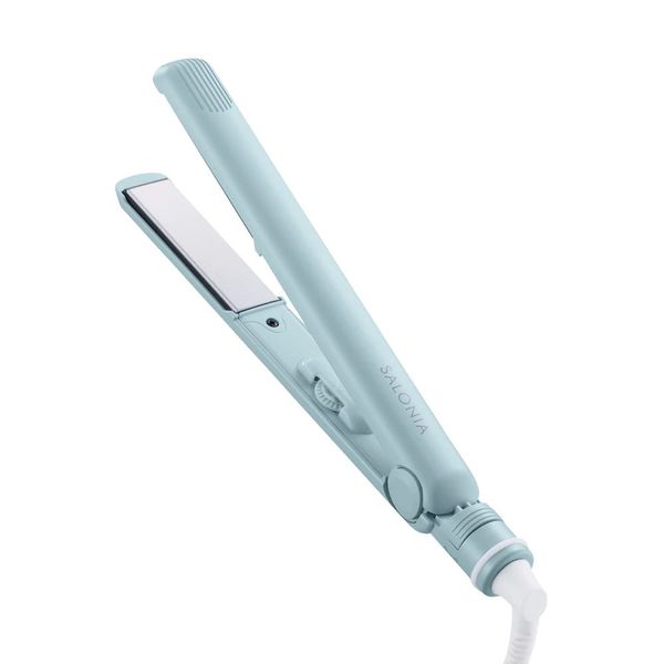 SALONIA Hair Straightening Iron, Color: Cherry Blue, Plate Width: 0.9 inches (24 mm), Hair Iron, Hair Care, Max 482°F (230°C), 2022 Spring Model