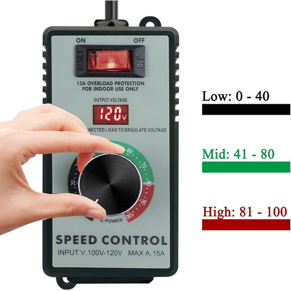 For Router Fan Variable Speed Controller Electric Motor Rheostat AC 120V 15A USA