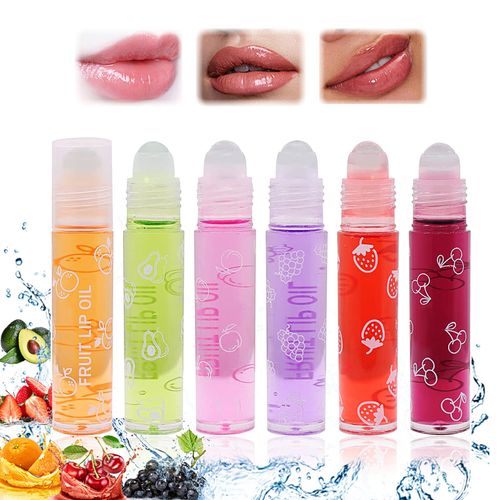 Roll On Glitter Lip Gloss, Lucidalabbra Trasparente, Frutta Sapore Lip Gloss, Rossetto Liquido Lucido, Cura delle Labbra e Mantenere, Balsamo Idratante a Lunga Durata (4 Bastoncini)