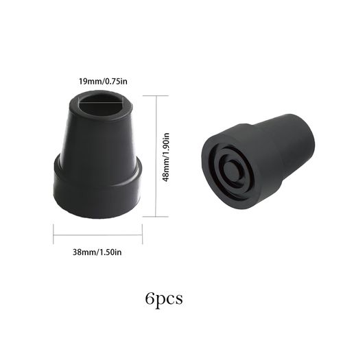 6 Pcs Black Cane Tips Set, Replacement Cane Tips Compatible with 19mm/0.74inch Cane, Non-Slip Stable Walking Stick Rubber Ends, Walking Stick Ferrule for Elderly Adult Hiking