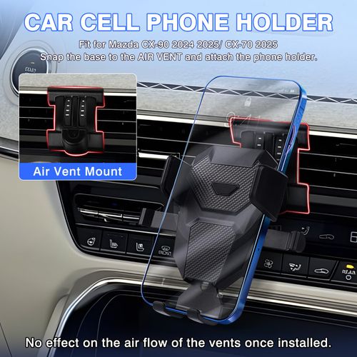 Karltys Car Phone Holder for Mazda CX90 2024 2025/ CX70 2025, CX-90 Cell Phone Holder Mount, CX-70 Hands Free Air Vent Mount Cradle Holder Stand for iPhone Android Smartphones