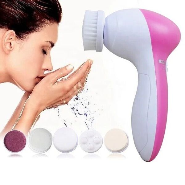 Facial Cleansing Brush Face Scrubber 5in1 Electric Exfoliating Spin Cleanser