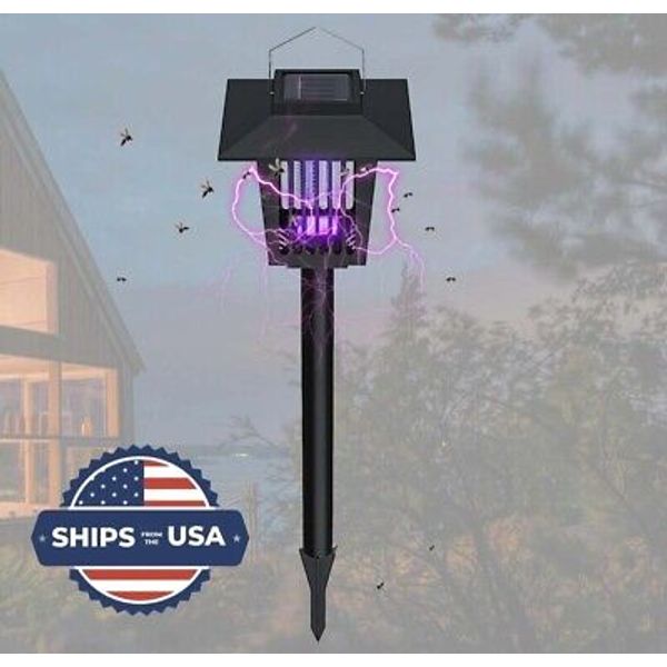 Solar Power Yard Garden Light Lamp Outdoor Mosquito Insect Bug Zapper Killer