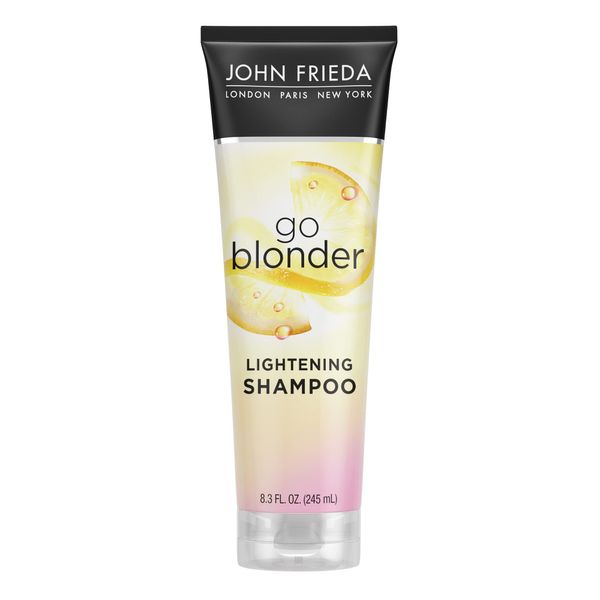 John Frieda Go Blonder Lightening Shampoo for Blonde Color-Treated Hair, Paraben Free, Phthalate Free, Silicone Free, Ammonia Free, Cruelty Free, Vegan Friendly Blonde Shampoo 8.3 oz Bottle