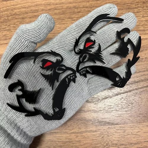 Pair Set Right and Lelf Gorilla Badges Angry Agressive Hell Rilla Red Eye Emblem Nameplate Sticker for Truck SUV Car (Black Red)