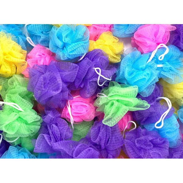 Loofah Lord 30 Mini Full Bodied Quality Bath or Shower Sponge Loofahs Pouf Mesh Assorted Colors Wholesale Bulk Lot