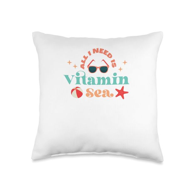 Vitamin D Ocean Beach Summer Holiday Throw Pillow