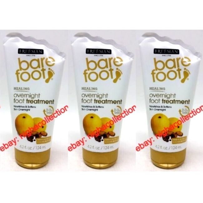 ( 3 ) Freeman barefoot Overnight Foot Treatment Marula Oil & Cocoa Butter 4.2 oz