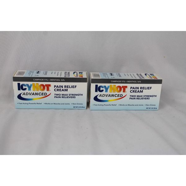 2 Icy Hot Advanced Pain Relief Cream Camphor+Menthol, 2oz each EXP: 08/26