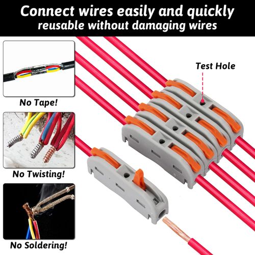 Electrical Connectors, KEEHOM 30 Pcs SPL-1 Lever Nut Wire Connectors Terminals Blocks for Quick Splicing into 2/3/4/5/6 Way Compact Conductor Cable Connectors