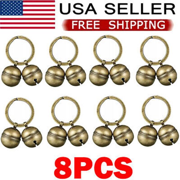 Dog Collar Bell 8 Strings in 16 Pieces Pet Bells Collar Loud Brass Cat Bells US