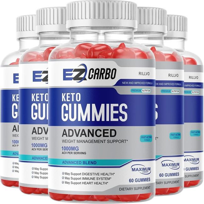 (5 Pack) EZ Carbo Keto Gummies, EZCarbo Advanced Ketogenic Gummy Formula (300...