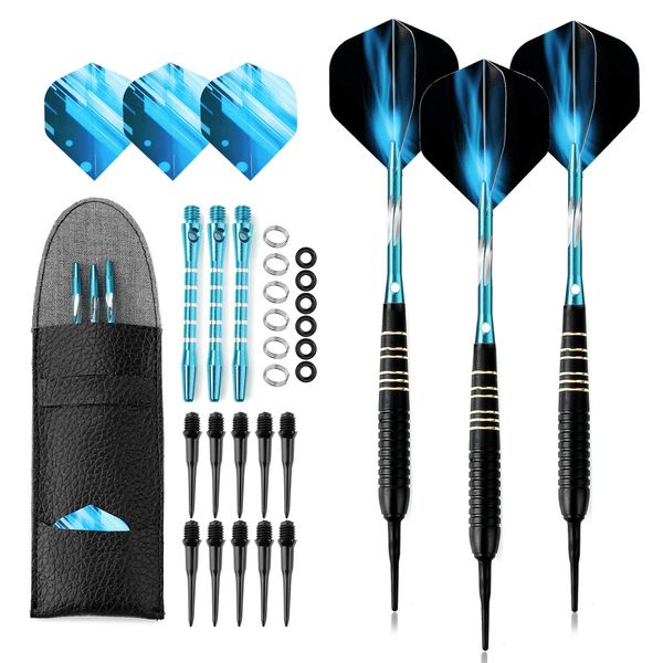 Crazy-m Dartpfeile Soft dartpfeile 3 Stück 18g Dartset Turnier Soft Tip Dartpfeile Set, Schwarz Beschichtete Metallfässer Darts (Soft Dartpfeile) mit Flights