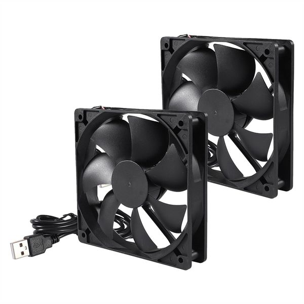 AITRIP 2PACK 120mm 5V USB Computer PC Fan, 120mm Fan 5V USB Brushless 12025 120x25mm for Cooling PC Computer Case CPU Coolers Radiators