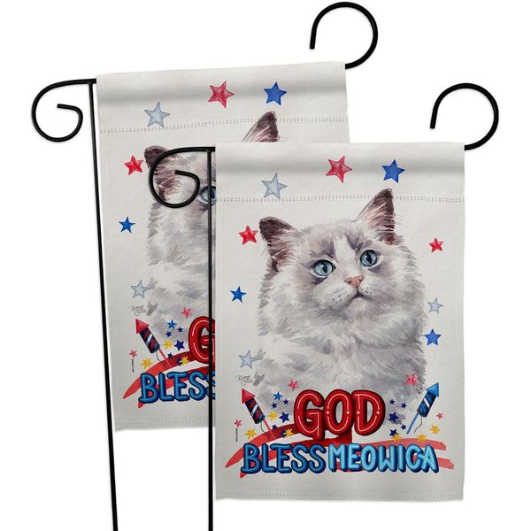 Breeze Decor Patriotic Bicolor Ragdoll Garden Flag 2pcs Pack Cat Kitten Meow Spoiled Paw Fur Pet Nature Farm Animal Creature House Banner Small Yard Gift Double-Sided, Made in USA