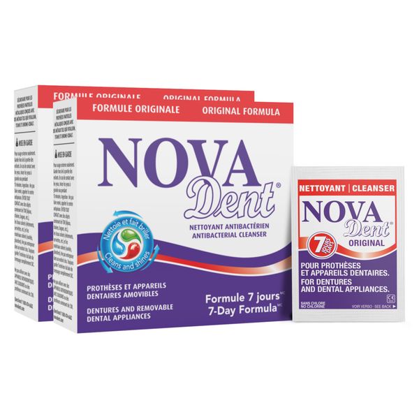 Novadent Dentures Cleaner – for Dental Appliances, Retainers, Trays, Mouth Guards, Teeth Aligners​ - 6 Months (26 sachets)