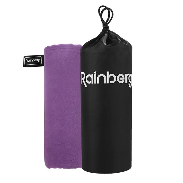 Rainberg Microfibre Towel Sports Towel, Travel Towel, Swimming Towel and Beach Towel, Fast Drying, Super Absorbent - Ultra Compact, Great for Camping, Gym, Beach and Swimming (Purple)