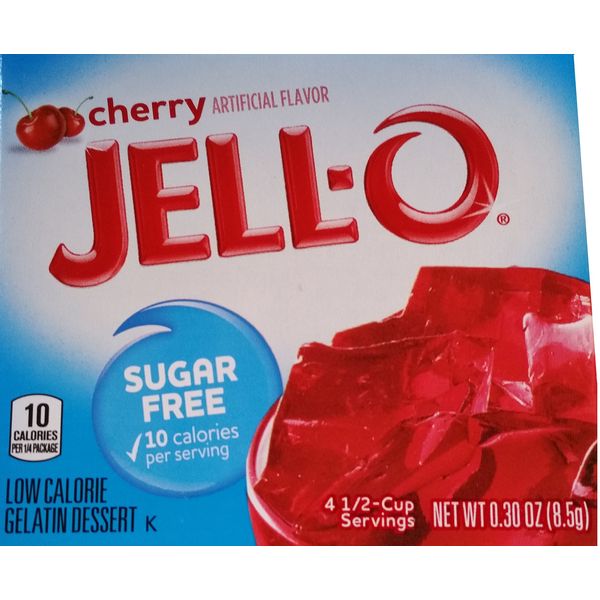 Jell-O Sugar Free Gelatin, Cherry, 0.3 OZ