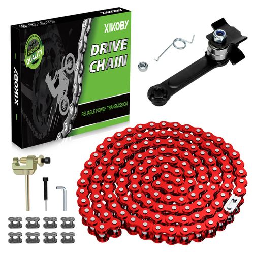 XIKOBY 25H Chain 132 Link with Chain Tensioner Breaker Kit Compatible with Razor MX650 MX500 RSF650 SX500 Mcgrath Electric Dirt Bike MY1020 Motor Mini Pit Bike Rocket Scooter Motocross Moped Parts Red