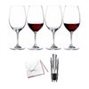 Riedel Ouverture Red Wine Glass 4 with Polishing Cloth and Wine Pourer Bundle