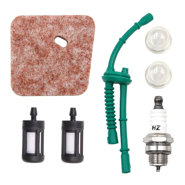 VOANZO Petrol Filter Fuel Hose Pipe Service Kits with Primer Bulb Spark Plugs for STIHL FS38 FS45 FS46 FS55 KM55 KM55C