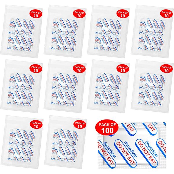 100 Packs 300CC Oxygen Absorbers (10 Packs in Individual Vacuum Bag), Food Grade