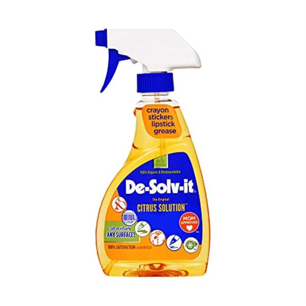 Orange Sol De-Solv-It Citrus Solution - Odor & Stain Remover for Cloth, Wood, Glass & More, 32-Ounce