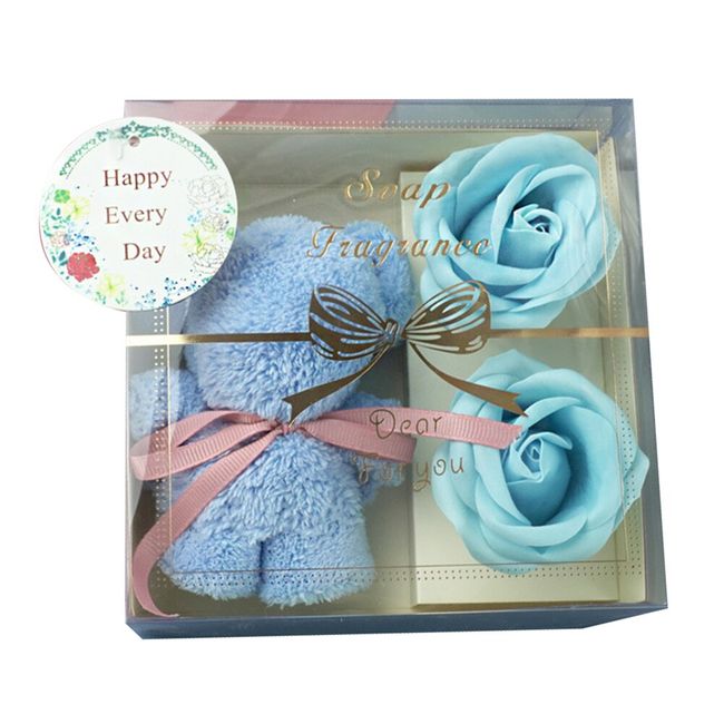 Soap Flower Towel Bear Gift Box, Including Scented Soap Roses And