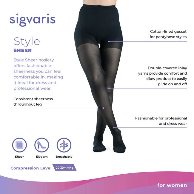 SIGVARIS Women's Style Sheer 780 Closed Toe Pantyhose 20-30mmHg 
