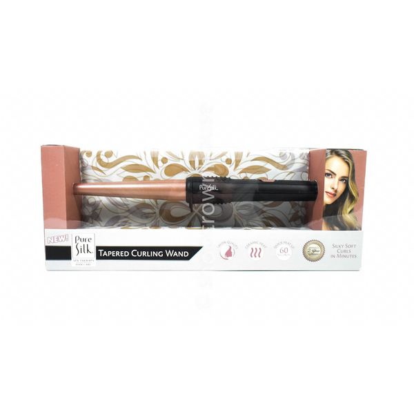 Pure Silk Tapered Curling Wand Ceramic Heat Curls in Minutes Spa Therapy NEW