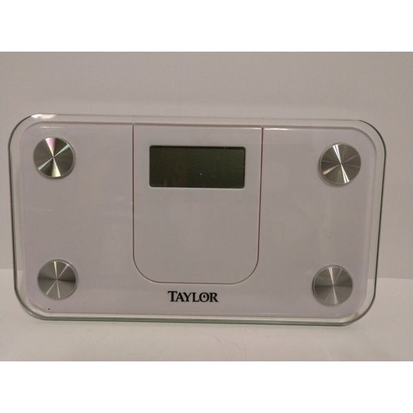 Taylor ~ Spacesaver DIGITAL BATHROOM SCALE ~ Lithium Glass Mini 350lb Compact