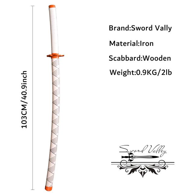  Sword Valley Cosplay Japanese Anime Rengoku Kyoujurou Sword,  Carbon Steel Blade : Sports & Outdoors