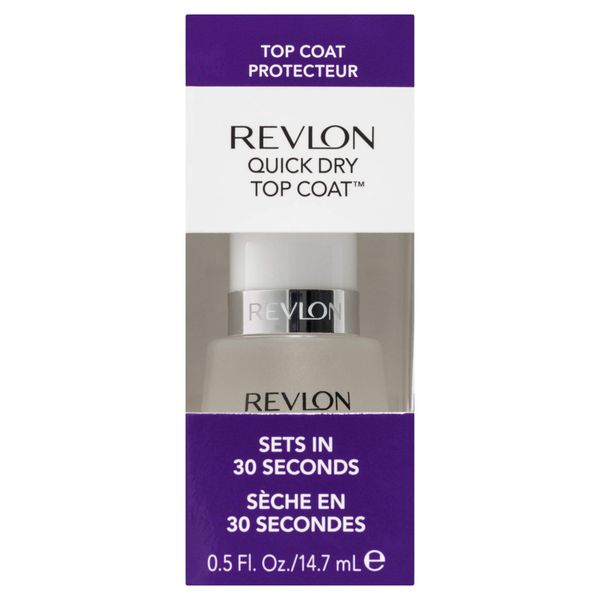 Revlon Top Coat Nail Polish, Quick Dry Nail Polish, Chip Resistant & Longwear Formula, High Shine Finish, Quick Dry Top Coat, Clear, 0.5 Fl Oz