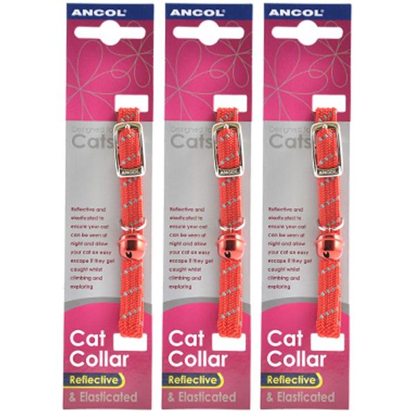 3 x Saver - Ancol - Reflective Softweave Cat Collar Red