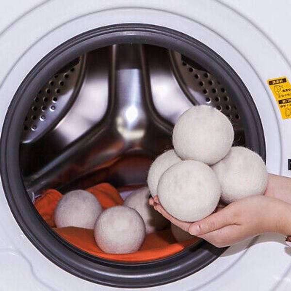 6x New Wool Dryer Balls Laundry Cleaning Ball Natural Fabric Softener White 7cm