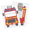 M & G Mustard & Gray Childrens Party Invitations (x12 Invites Only, Fire Engine)