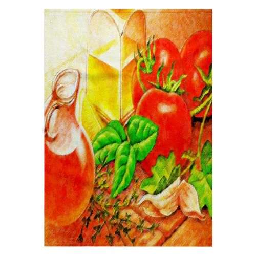 3dRose 22x30 Bath Hand Pool Towel - Image of Italian Table Set with Olive Oil Tomatoes and Parsley Lens Art by Florene - Impressionism Art