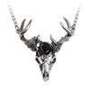 Alchemy Gothic White Hart, Black Rose Pendant